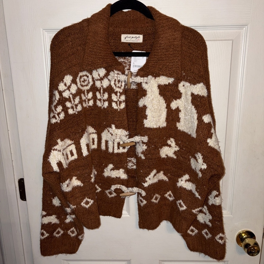 NWT $198 Free People Home Sweet Home XL Cardigan Cottagecore Toggle Sweater - Picture 6 of 13